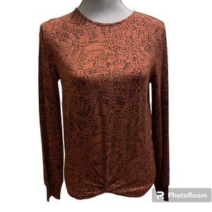 Garnet Hill, vivi comfort knit tee, crewneck, long blouson sleeve size XS NWOT